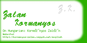 zalan kormanyos business card